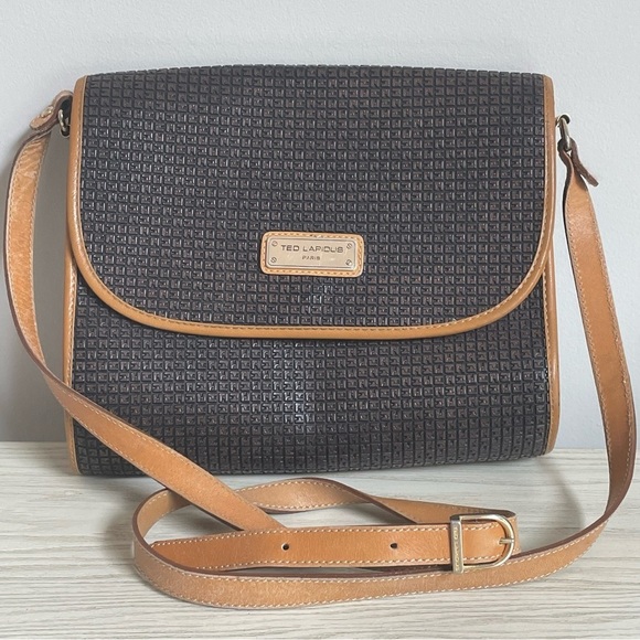 Vintage 70’s/80’s • Ted Lapidus Leather Embossed Crossbody Bag • Made in Italy - Picture 2 of 6